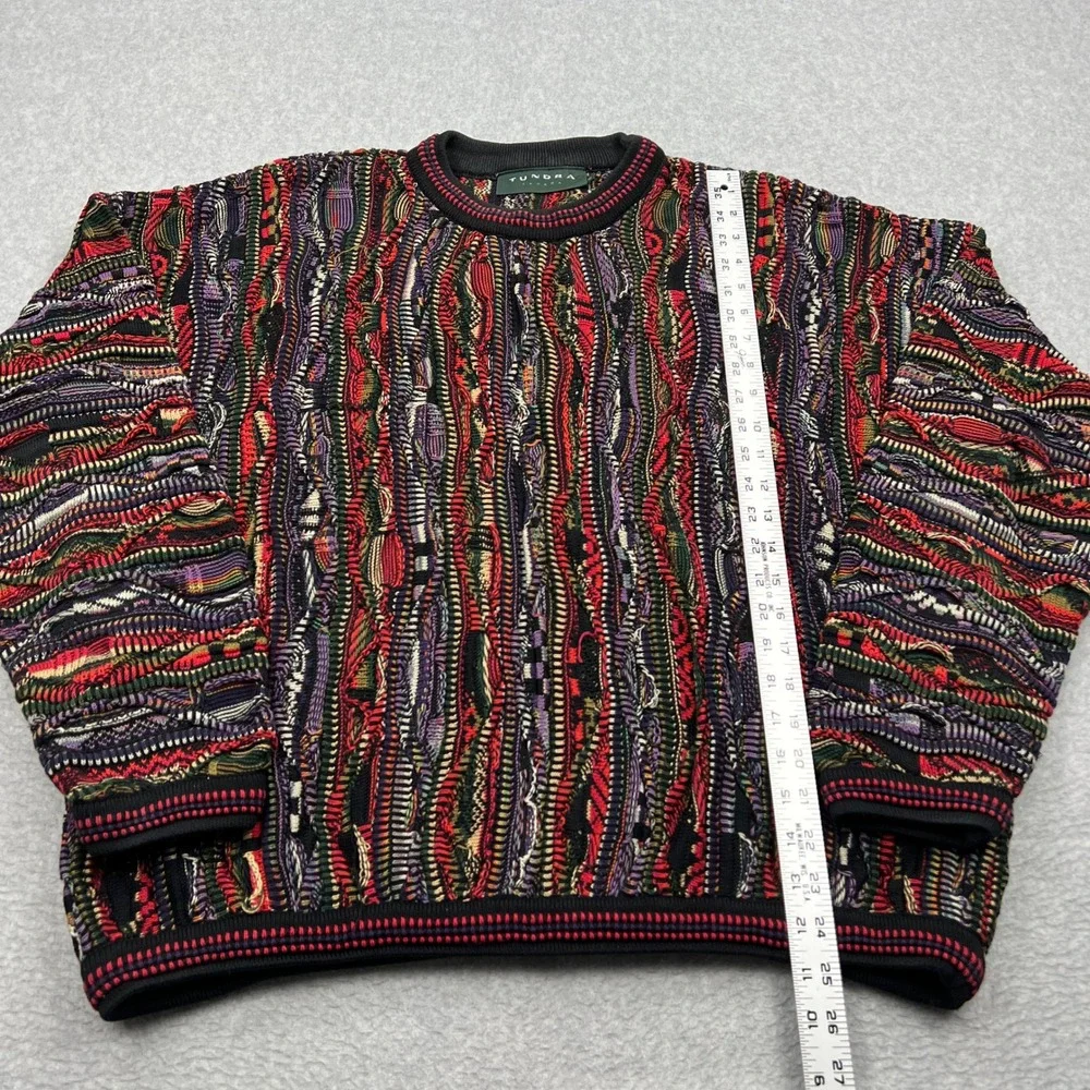 VTG Tundra Sweater Men's‎ XL Multi Chunky 3D Knit Textured Coogi Crew Sweater - Picture 5 of 10
